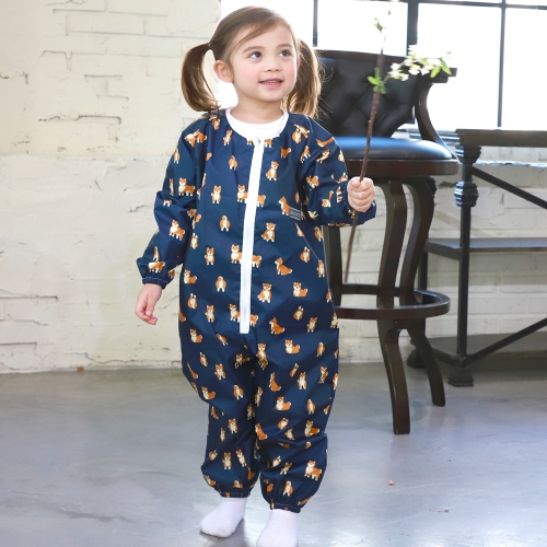 베베슈에뜨 유아동 시바견류 방수 올인원 전신 미술가운, 방수 두건 세트