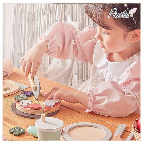 [키즈비전]피에스타 원목 소꿉놀이 피자 세트 원목 역할놀이