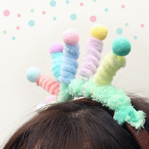 파스텔 폼폼 모루 머리띠