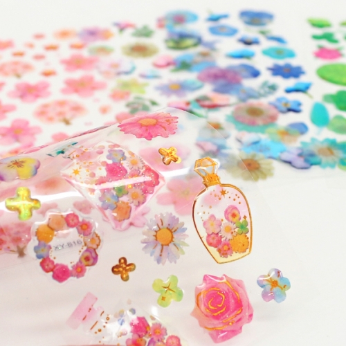 입체 샤이닝 꽃 스티커5종(택1)