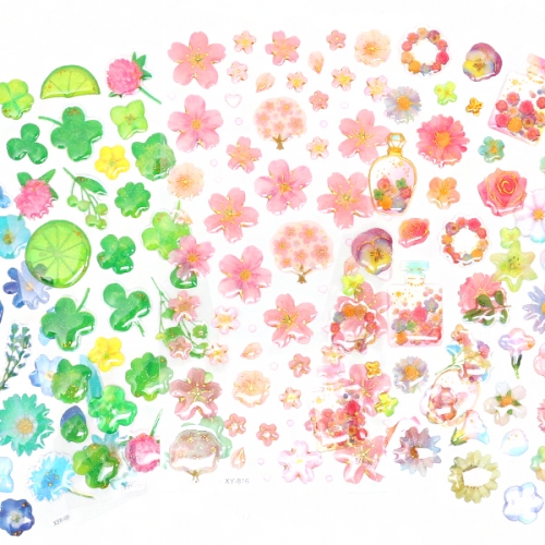 입체 샤이닝 꽃 스티커5종(택1)