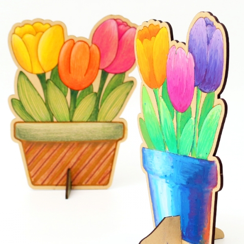 튤립 입체 나무화분