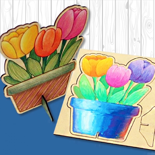 튤립 입체 나무화분