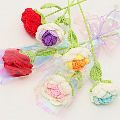 뜨개꽃 한송이(카네이션&장미 6종 택1)