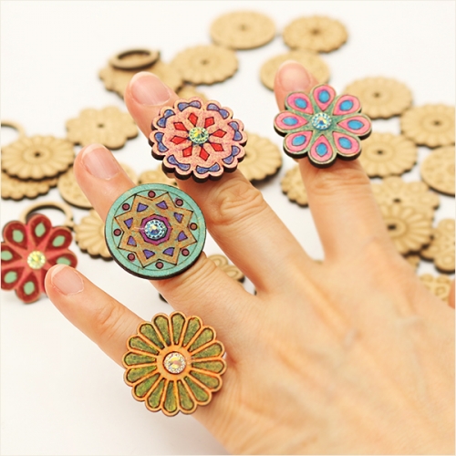 팬시우드 전통문양 반지(4개1세트)