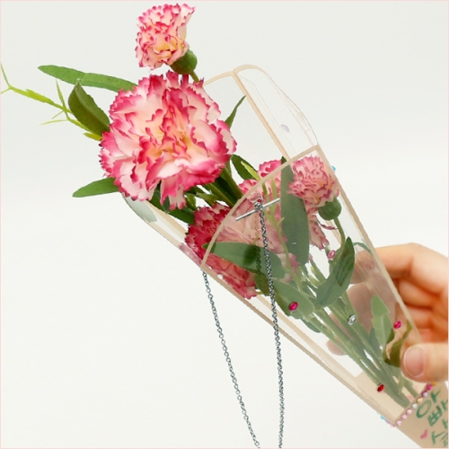 카네이션 투명 사각뿔 캐리어