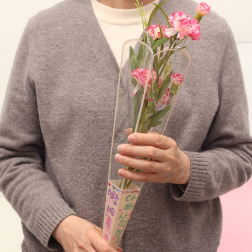 카네이션 투명 사각뿔 캐리어