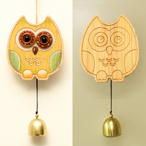 부엉이 원목 그리기 도어벨