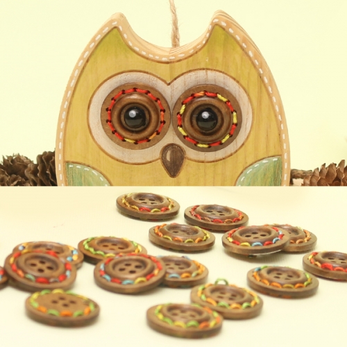 컬러 스티치 나무 단추(5개1세트)