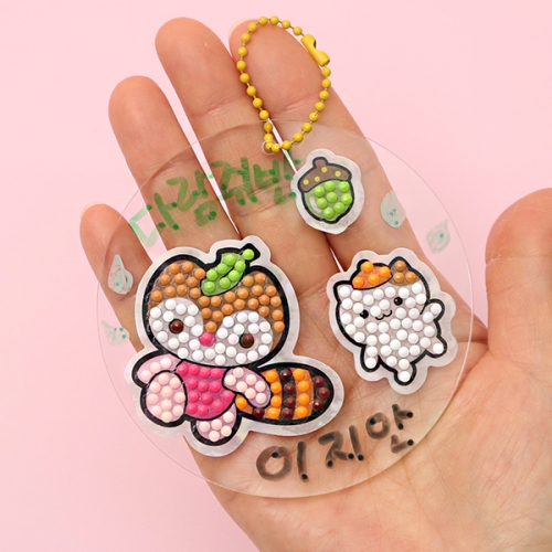 도토리 다람쥐 보석 십자수 키링(2개1세트)