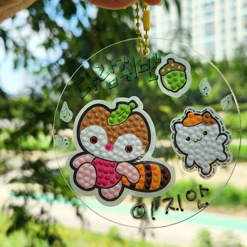 도토리 다람쥐 보석 십자수 키링(2개1세트)