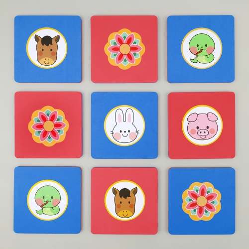 [오늘놀이] 색판 뒤집기(24개입/파우치 포함/십이간지, 전통문양 스티커/KC인증)