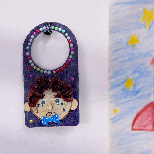 천연나무조각 내얼굴 친구얼굴 만들기 나무방문걸이