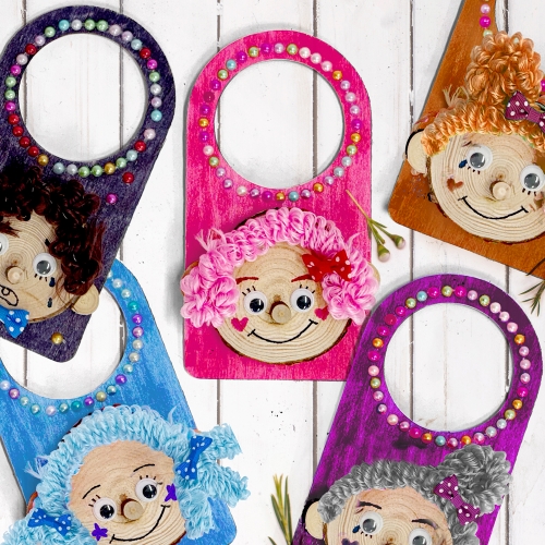 천연나무조각 내얼굴 친구얼굴 만들기 나무방문걸이