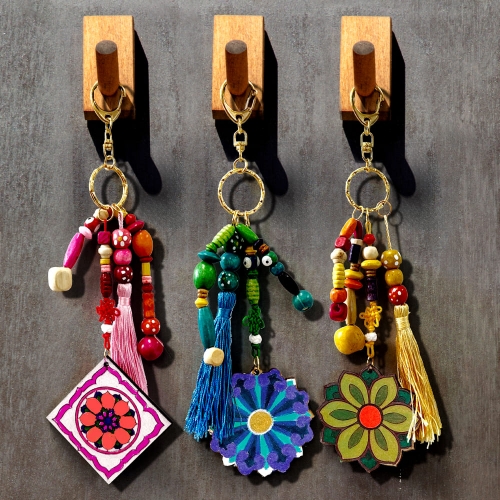 전통비즈 전통문양 나무키링 (3종세트)