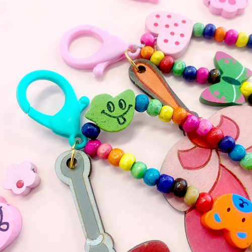 전통공예 나무전통비즈(부채3세트) 키링만들기