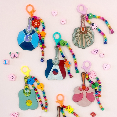 전통공예 나무전통비즈(부채3세트) 키링만들기