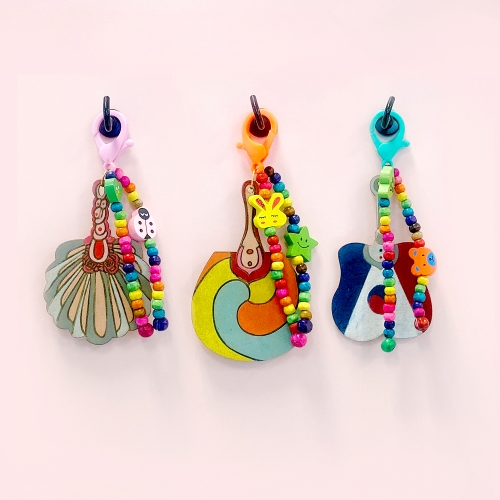 전통공예 나무전통비즈(부채3세트) 키링만들기