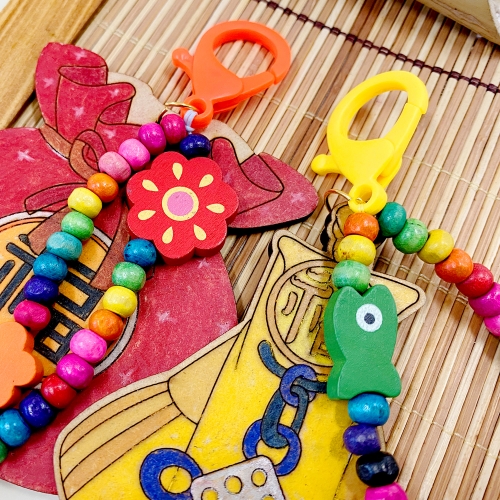 전통공예 나무전통비즈(복주머니3세트) 키링만들기