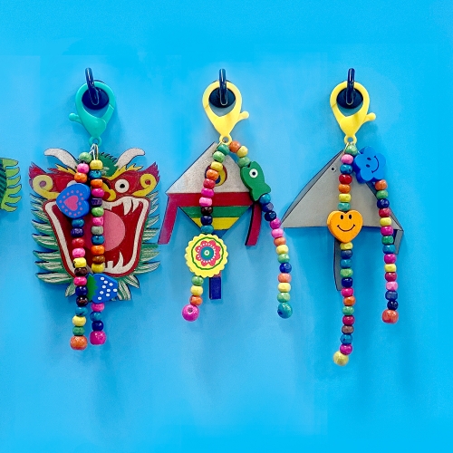 전통공예 나무전통비즈(전통연3세트) 키링만들기