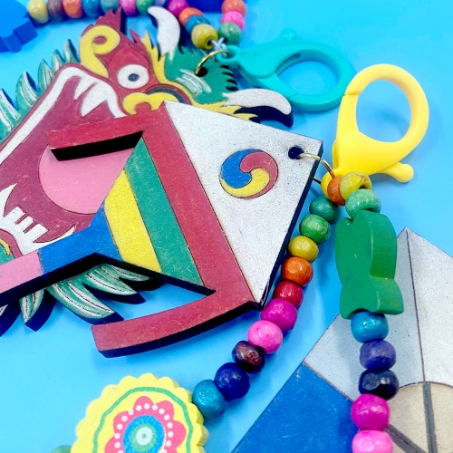 전통공예 나무전통비즈(전통연3세트) 키링만들기