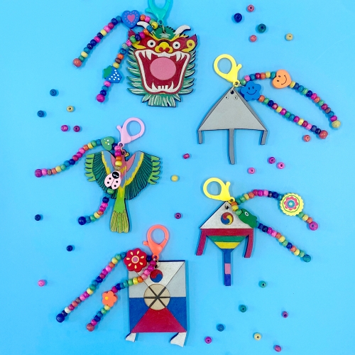 전통공예 나무전통비즈(전통연3세트) 키링만들기