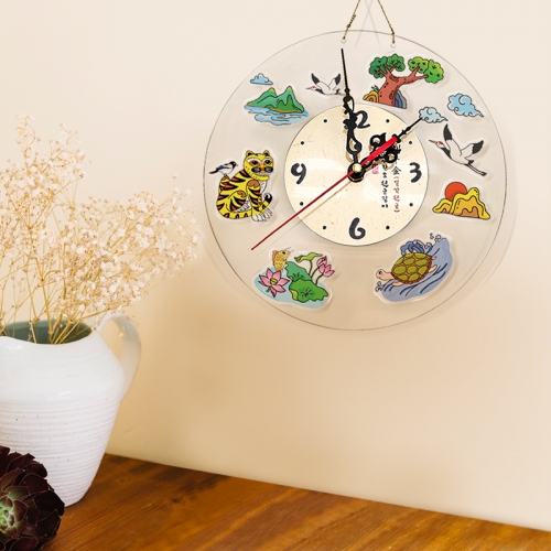 [탑키드] 스티커로 꾸미는 전통 민화 투명 시계 만들기