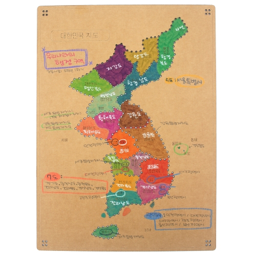 우든페이퍼 우리나라 지도 바느질 꾸미기