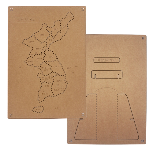 우든페이퍼 우리나라 지도 바느질 꾸미기