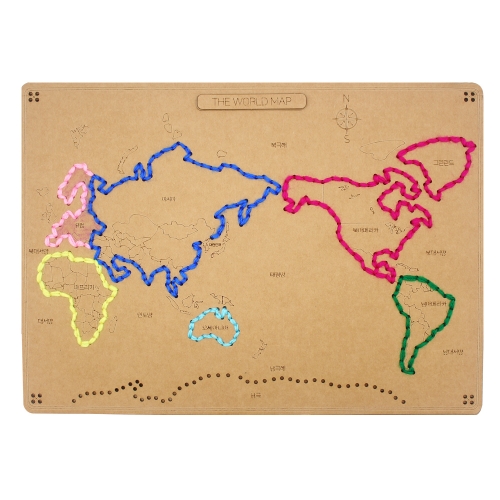 우든페이퍼 세계지도 바느질 꾸미기