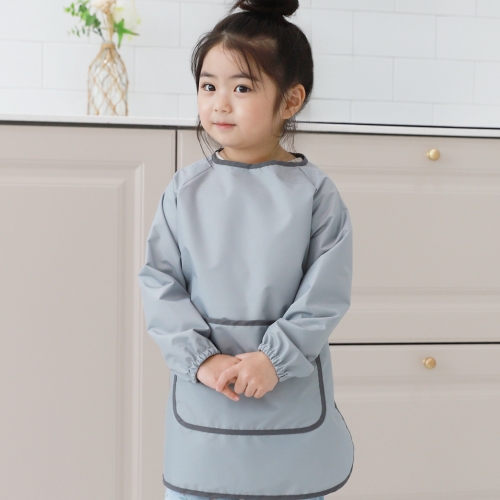 베베슈에뜨 유아동 답파스텔 방수 긴팔 미술가운, 방수 두건 세트