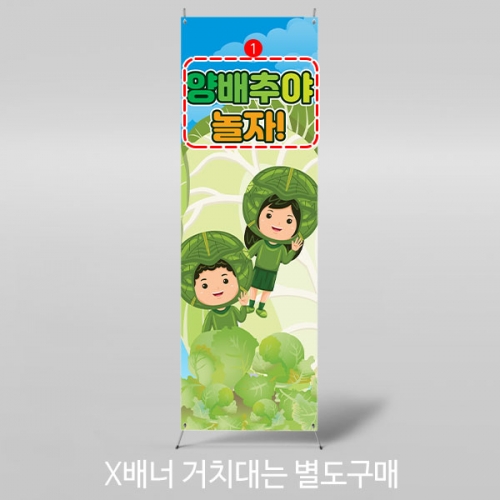 [파티붕붕] X배너 3199 / 양배추 요리교실 현수막 어린이집 유치원 쿠킹데이 배너