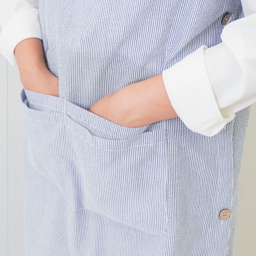 토이토 시어서커 스트라이프 앞치마 블루 주방 교사용