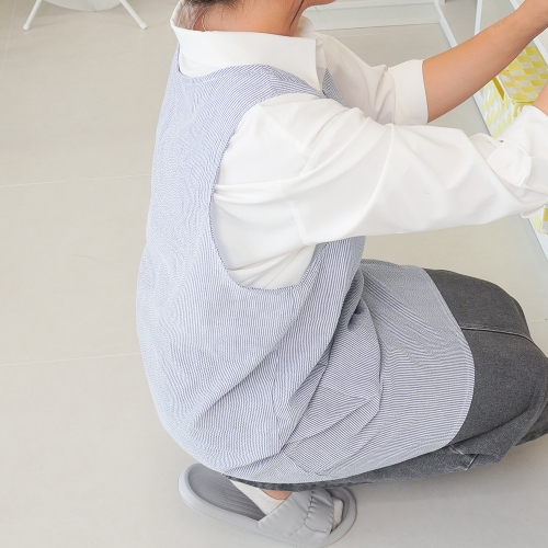 토이토 시어서커 스트라이프 앞치마 블루 주방 교사용