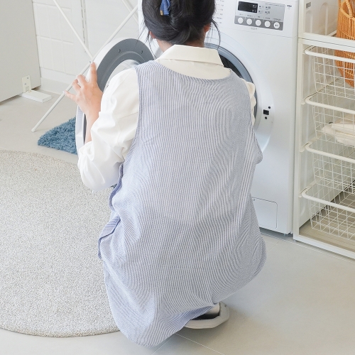 토이토 시어서커 스트라이프 앞치마 블루 주방 교사용