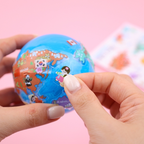 [오늘놀이] DIY 지구본 꾸미기(랜드마크/세계지도 투명 스티커 포함/KC인증)