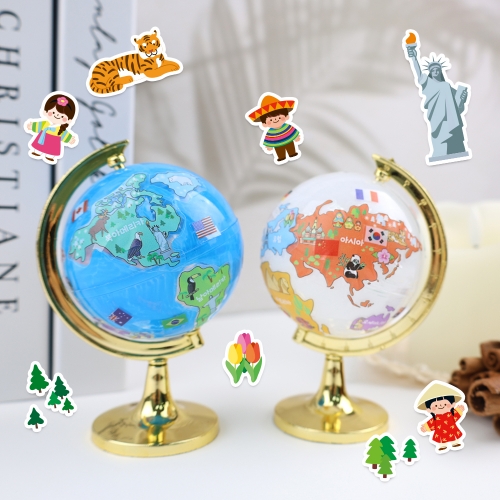 [오늘놀이] DIY 지구본 꾸미기(랜드마크/세계지도 투명 스티커 포함/KC인증)