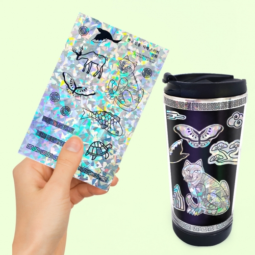 홀로그램 전통자개 스티커 - 민화 2매