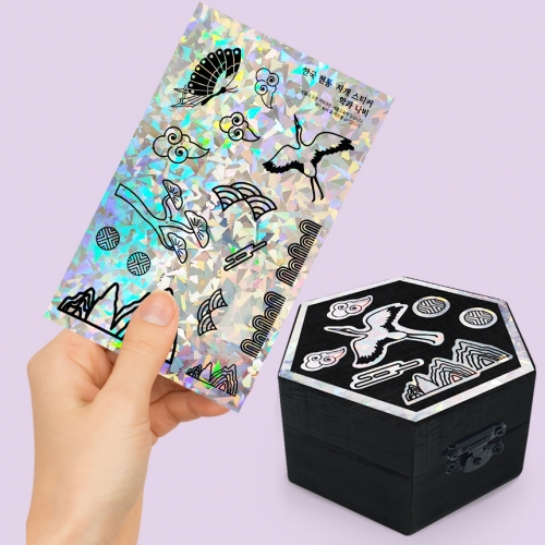 홀로그램 전통자개 스티커 - 학과 나비 2매