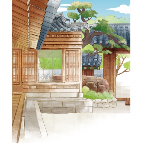 [파티붕붕]D3374 한옥 현수막 / 전통 기와집 현수막 양반집 배경 포토존 제작