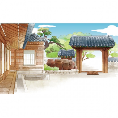 [파티붕붕]D3374 한옥 현수막 / 전통 기와집 현수막 양반집 배경 포토존 제작