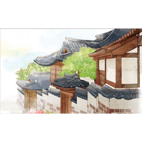 [파티붕붕]D3372 전통 한옥 현수막 / 양반집 기와집 배경 현수막 포토존 플랜카드