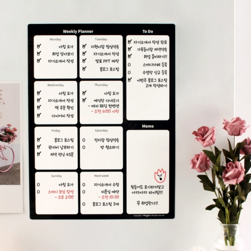 [마그피아] 유리용 위클리플래너 자석 스케줄보드