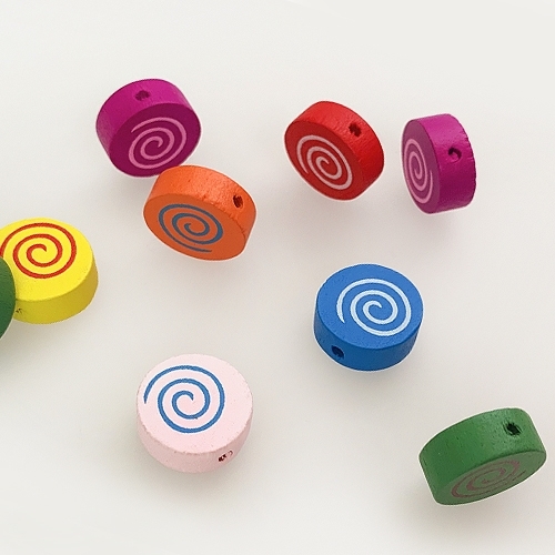 [대원피앤피] 나무 비즈 원형 골뱅이무늬(2종 택1/부자재/비즈공예)