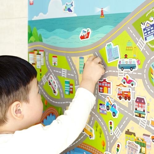 [아리아띠] 붙이고익히고 사운드 자석포스터 ver.2 동물 바다 우리동네