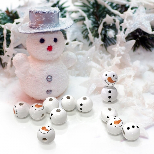 [탑키드] 눈사람 원형 나무구슬 비즈(약16mm 10개입)