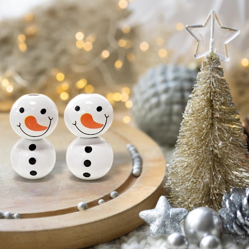 [탑키드] 눈사람 원형 나무구슬 비즈(약16mm 10개입)