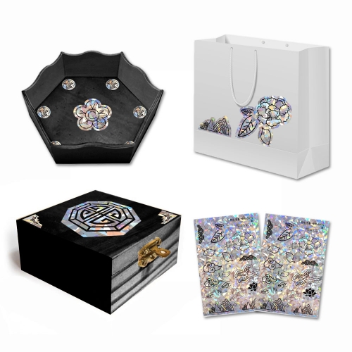 자개모양 홀로그램 스티커_꽃문양(2매)