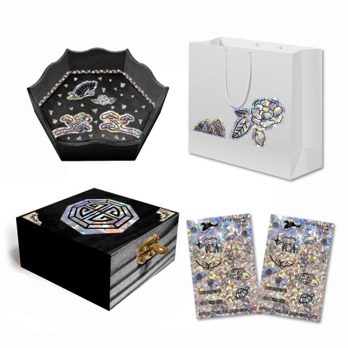 자개모양 홀로그램 스티커_민화문양(2매)