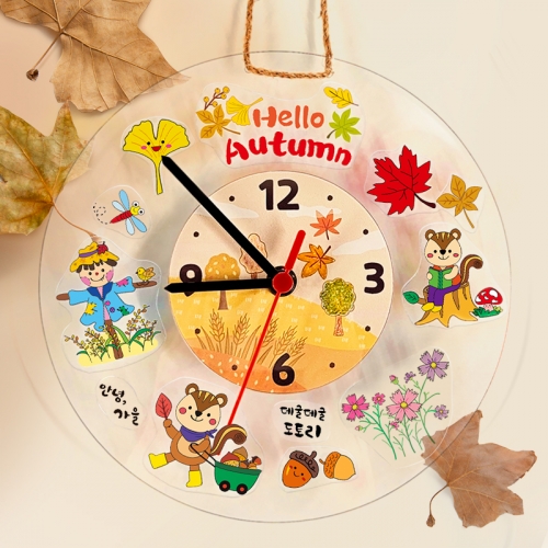 [탑키드] 스티커로 꾸미는 가을 투명 시계 만들기